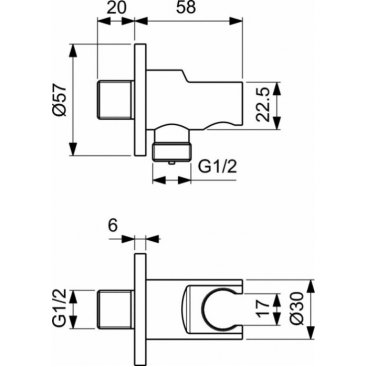 Держатель для лейки со штуцером Ideal Standard IdealRain BC807XG