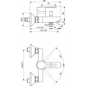 Смеситель для ванны Ideal Standard Idealstyle B0902AA