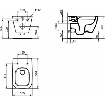 Комплект Ideal Standard i.life B Rimless+ RI461402 3 в 1