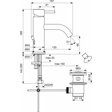 Смеситель для раковины Ideal Standard Mara Grande A9041AA