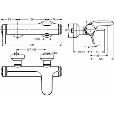 Смеситель для ванны Ideal Standard Melange A4271AA