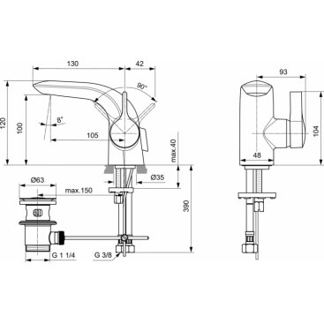 Смеситель для раковины Ideal Standard Melange A6117AA