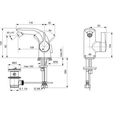 Смеситель для биде Ideal Standard Melange A6119AA