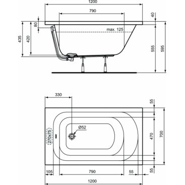 Ванна встраиваемая Ideal Standard Simplicity 120x70