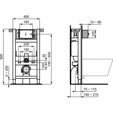 Инсталляция для подвесного унитаза Ideal Standard ProSys 150 M R009067