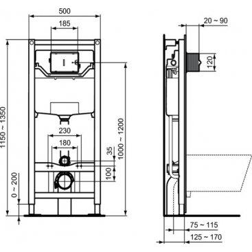 Инсталляция для подвесного унитаза Ideal Standard ProSys 120 M R020467