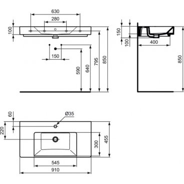 Раковина Ideal Standard Strada K078901 91 см