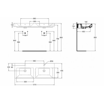 Раковина двойная Ideal Standard Strada K079101 121 см