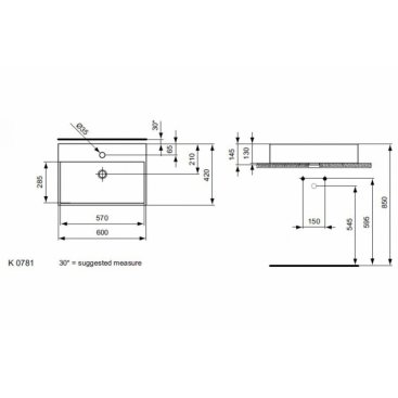 Раковина Ideal Standard Strada K078101 60 см