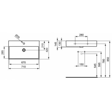 Раковина Ideal Standard Strada K078201 70 см