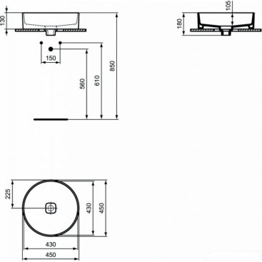 Раковина Ideal Standard Strada II Round Vessel T296101 45 см