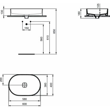 Раковина Ideal Standard Strada II Oval Vessel T298101 60 см