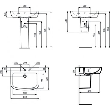 Раковина Ideal Standard Tempo T056301 65 см