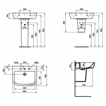 Раковина Ideal Standard Tempo T056401 60 см