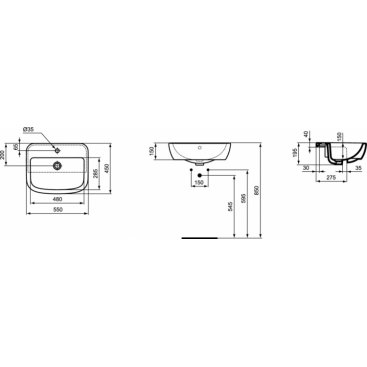 Раковина Ideal Standard Tempo T059001 55 см