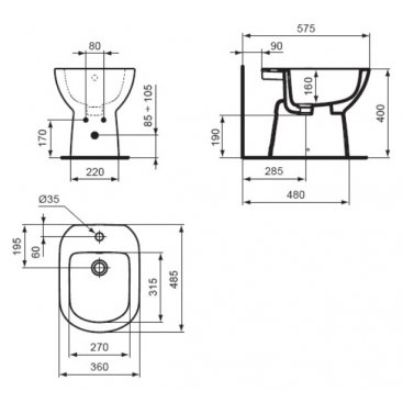 Биде напольное Ideal Standard Tempo T510201