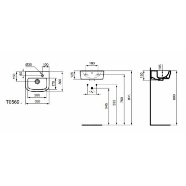 Раковина Ideal Standard Tempo T056901 35 см