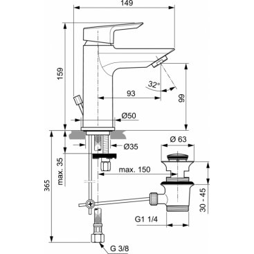 Смеситель для раковины Ideal Standard Tesi A6555AA