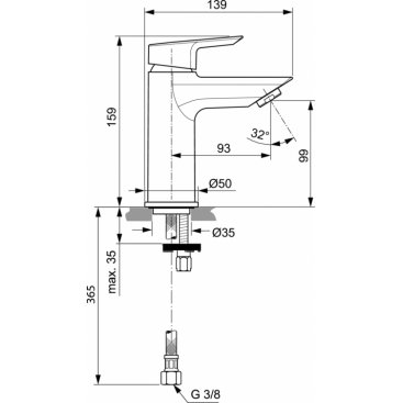 Смеситель для раковины Ideal Standard Tesi A6559AA