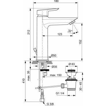 Смеситель для раковины Ideal Standard Tesi A6563AA