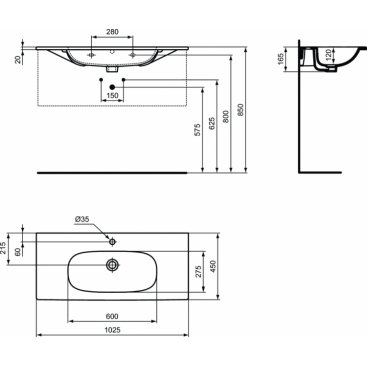 Мебель для ванной Ideal Standard Tesi T0048 100 см серо-голубой