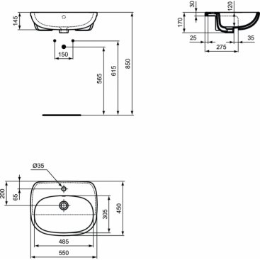 Раковина Ideal Standard Tesi T010001 55 см