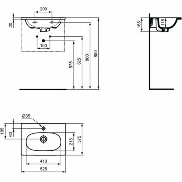 Мебель для ванной Ideal Standard Tesi T0045 50 см серо-коричневая