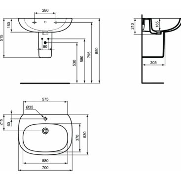 Раковина Ideal Standard Tesi T351201 70 см