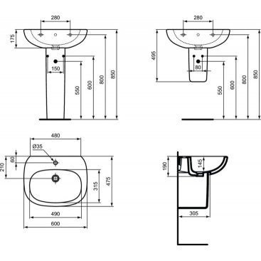 Раковина Ideal Standard Tesi T351401 60 см