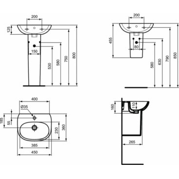 Раковина Ideal Standard Tesi T352401 45 см