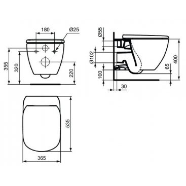 Комплект Ideal Standard Tesi Rimless T355101PT15 3 в 1