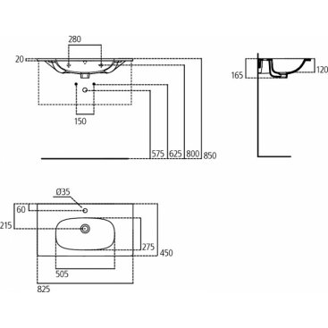 Раковина Ideal Standard Tesi T3509V1 82 см