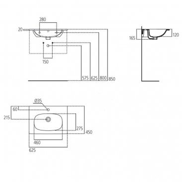 Раковина Ideal Standard Tesi T3510V1 62 см