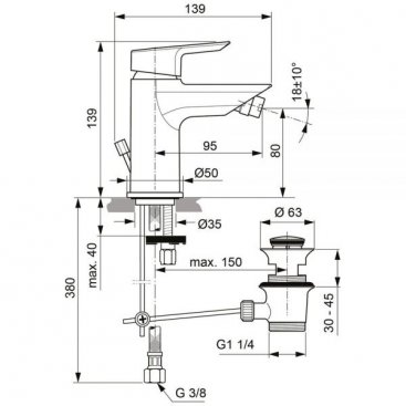 Смеситель для биде Ideal Standard Tesi A6579AA