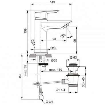 Смеситель для раковины Ideal Standard Tesi A6557AA