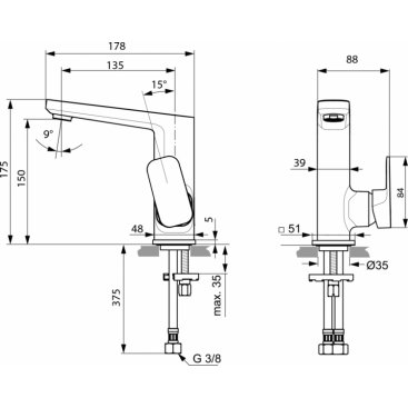 Смеситель для раковины Ideal Standard Tonic II A6333AA