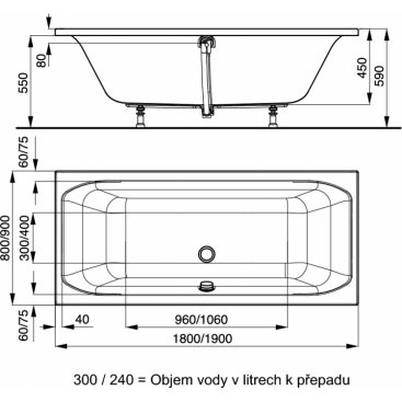 Ванна встраиваемая Ideal Standard Active Duo 180x80