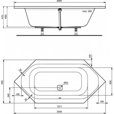 Ванна встраиваемая Ideal Standard Tonic II K747001 200x95