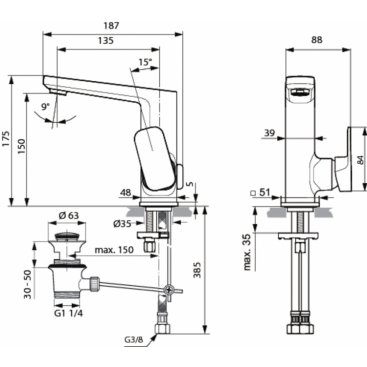 Смеситель для раковины Ideal Standard Tonic II A6332AA