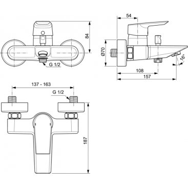 Смеситель для ванны Ideal Standard Tesi A6583AA