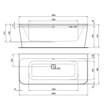 Ванна пристенная Ideal Standard Tonic II 180x80