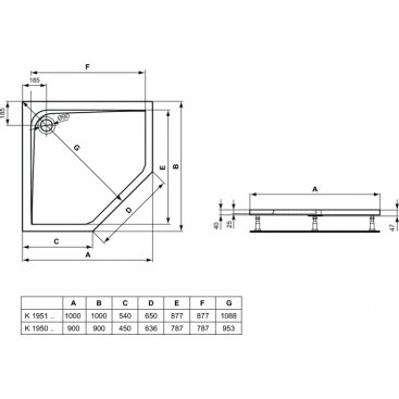 Поддон акриловый Ideal Standard Ultraflat K195001 90x90