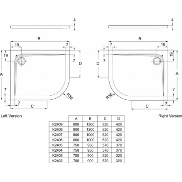 Поддон акриловый Ideal Standard Ultraflat K240601 100x80