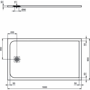 Поддон из искусственного камня Ideal Standard Ultraflat S K8277FR 160x90