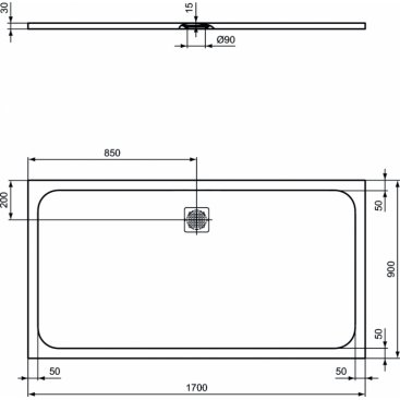 Поддон из искусственного камня Ideal Standard Ultraflat S K8285FR 170x90