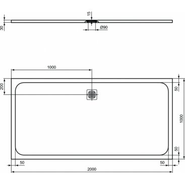 Поддон из искусственного камня Ideal Standard Ultraflat S K8327FT 200x100