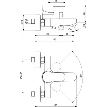 Смеситель для ванны Ideal Standard Vito B0412AA