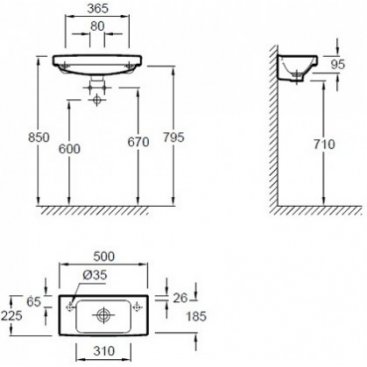 Раковина Jacob Delafon Odeon Up E4701R-00