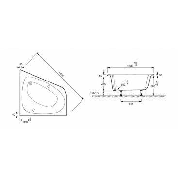 Ванна акриловая Jacob Delafon Odeon Up Tonus+ 140x140