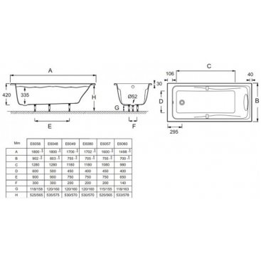 Ванна акриловая Jacob Delafon Odeon Up 180x90